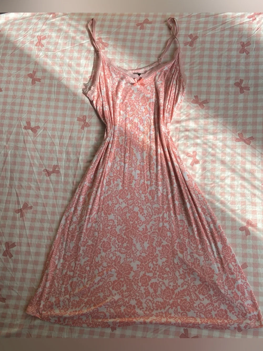 Ellen Tracy Coral Pink Floral Lace-Trim Mini Dress - Picture 1 of 3